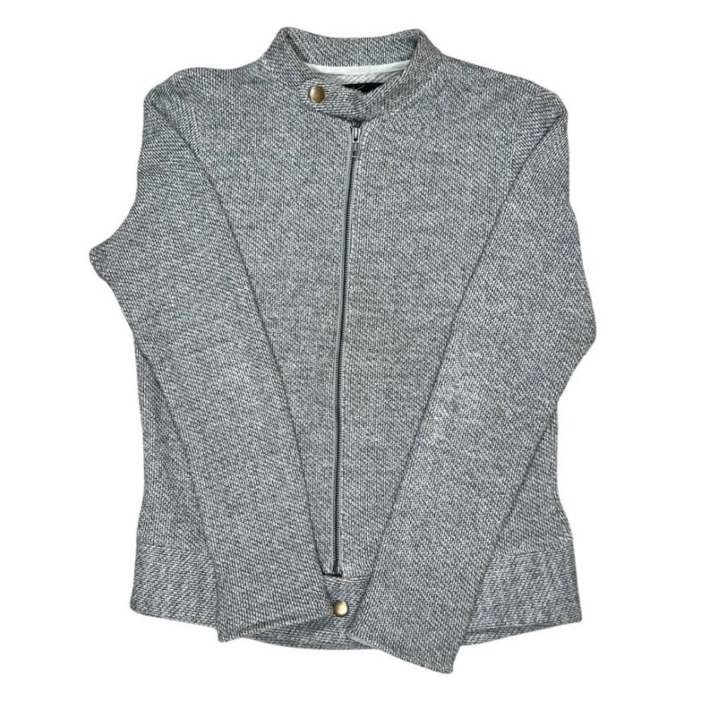 Womens Gray Moto Jacket Full Zip Sweater 291 Venice Size 2